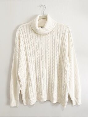 Hollister 100% Cotton Women's Cable Knit Soft Sweater Braided Pattern Size XL
